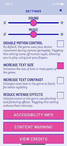 A visual representation of the in-game settings, and the impact of turning on increased contrast. You can see the text color has changed to black for most text.